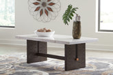 Tampa Furniture Outlet Lutz - Ashley Furniture - Burkhaus Coffee Table - Rectangular Cocktail Table / White/Dark Brown - T779-1